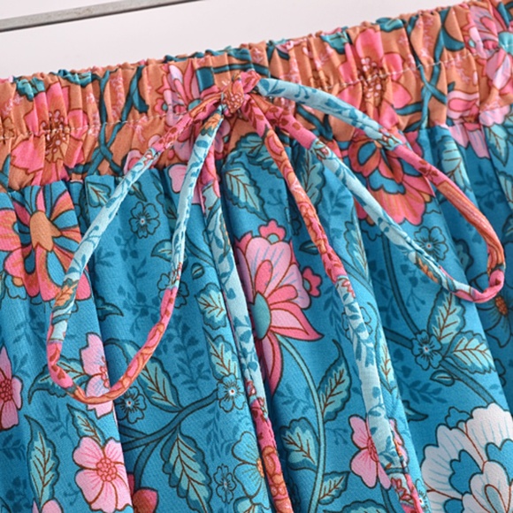 020 Boho Floral Print Ruffle Maxi Skirt - Picture 5 of 5